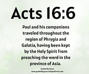 KEPT BY THE HOLY SPIRIT FROM PREACHING / ACTS 16:6