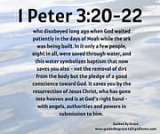 BAPTISM THAT NOW SAVES YOU ALSO / 1 PETER 3:20-22