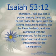 A PORTION AMONG THE GREAT - POURED OUT HIS LIFE UNTO DEATH - MADE INTERCESSION FOR THE TRANSGRESSORS / ISAIAH 53:12