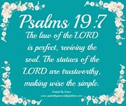 THE LAW OF THE LORD IS PERFECT REVIVING THE SOUL / PSALMS 19:7