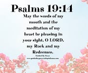 MOUTH ... HEART BE PLEASING IN YOUR SIGHT - O LORD MY ROCK AND MY REDEEMER / PSALMS 19:14