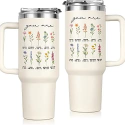 Afterprints Christian Gifts for Women, 40oz Stainless Steel Tumbler with Handle & Straw - Inspirational Bible Verses, Double Wall Insulated Cup