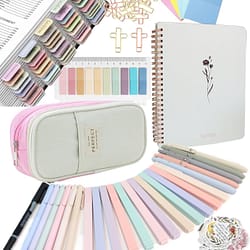 Bible Study Supplies Journaling Kit With Tabs, Highlighter, Notebook and Pen Case - Annotation Kit