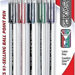 Pentel RSVP Ballpoint Pen, Fine Line, (0.7mm), Assorted Ink, Pack of 5 (BK90BP5M)