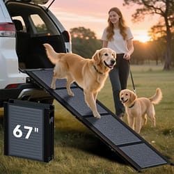 HBTower 67" Long & 17.3" Wide Folding Dog Ramp for Car, SUV & Truck – Portable Pet Ramp with Non-Slip Surface