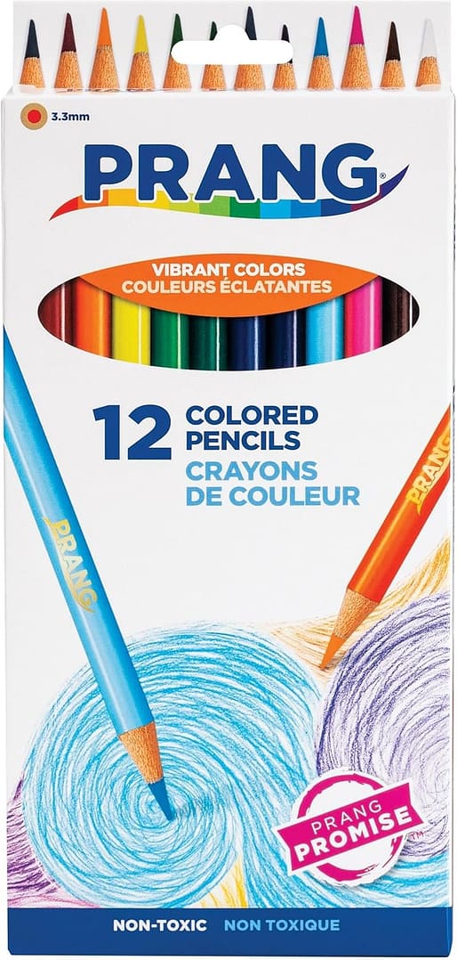 Colored Pencils, Assorted Colors, 3.3 mm core, 12 Count