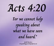 WE CANNOT HELP SPEAKING / ACTS 4:20